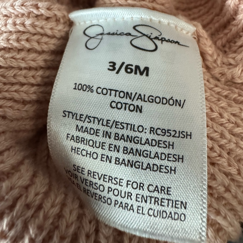 Jessica Simpson Baby Girl’s Blush Pink Knitted Romper, 3-6M - Picture 8 of 8